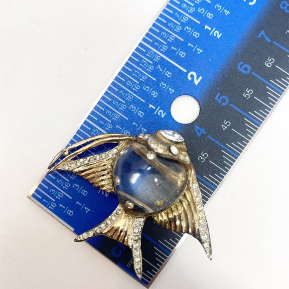 555 vintage Coro Sterling Jelly Belly Fish Brooch / Pin / Fur Clip - Picture 7 of 7